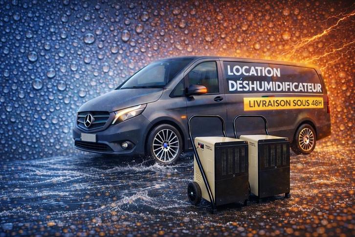 Déshumidificateur à louer 52L - 80L, Articles professionnels, Machines & Construction | Autre, Envoi