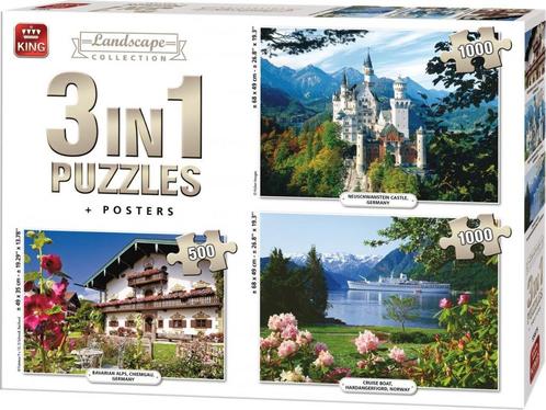 Puzzel King 3 in 1 met 500 & 1000 Stukjes LANDSCAPE COLLECTI, Hobby & Loisirs créatifs, Sport cérébral & Puzzles, Enlèvement ou Envoi