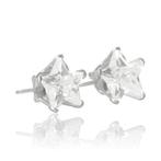 Stervormige oorbellen in zilver met zirkonia - 8mm, Ophalen of Verzenden, Nieuw, Zilver, Knopjes of Stekers