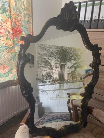 Miroir ancien avec gravure faite main avec led, Antiquités & Art, Enlèvement, Ovale