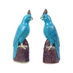 Koppel Turquoise Geglazuurde Papegaaien Chinees Porselein, Verzamelen, Ophalen of Verzenden, Gebruikt, Dier