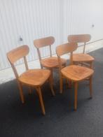 Série de 4 authentiques chaises bistrot rétro vintage 1960, Quatre, Bois, Enlèvement, Utilisé
