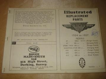 BSA Ancien Catalogue des Pièces de Rechange 1954 - 1957, Motoren, Handleidingen en Instructieboekjes, Ophalen of Verzenden, Overige merken