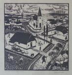 JOS HENDRICKX / WANDELENDE JOOD / ZW-W HOUTSNEDE / 39x35cm, Antiek en Kunst, Kunst | Litho's en Zeefdrukken, Ophalen of Verzenden