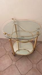 Verguld bijzettafeltje met Italiaans design, Huis en Inrichting, Ophalen, 55 tot 75 cm, Italiaans, Glas