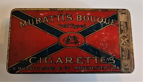 Muratti’s Bouquet Cigarettes Gold Tipped, Verzamelen, Rookartikelen, Aanstekers en Luciferdoosjes, Gebruikt, Tabaksdoos of Verpakking