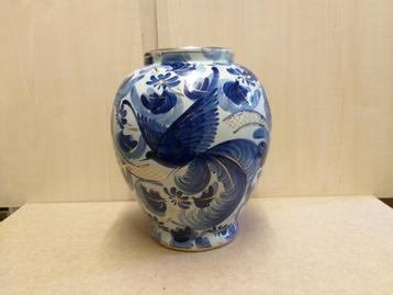 Vase boule peint main décor oiseaux 