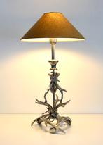 Zilverkleurige tafellamp / Gewei - hoorns, Ophalen of Verzenden