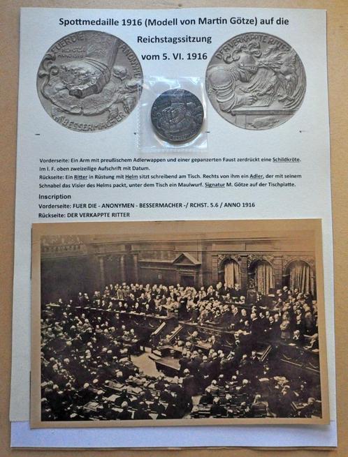 Spottende medaille reichsparteitag 1916, munt + foto, Verzamelen, Militaria | Algemeen, Landmacht, Embleem of Badge, Verzenden