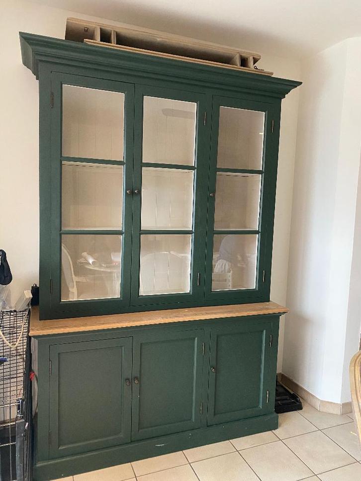 Vitrinekast donkergroen, Maison & Meubles, Armoires | Vitrines, Utilisé, Enlèvement