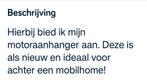 Aanhangwagen ongeremd remork voor motto scooter, Ophalen of Verzenden
