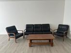 Zeldzame Eugen Schmidt salon – leer en hout, Ophalen