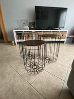 Bijzettafels / opbergers, Huis en Inrichting, Tafels | Bijzettafels, Ophalen, Gebruikt, Rond, Metaal of Aluminium