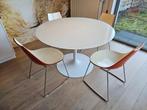 Ronde tafel 120cm diam. Calligaris plus 4 stoelen JAM oranje, 100 à 150 cm, Cinq personnes ou plus, Rond, 100 à 150 cm