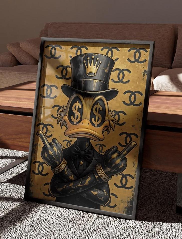 Uniek XXL Glasschilderij | Scrooge x Chanel x Rolex - 6 size, Huis en Inrichting, Woonaccessoires | Schilderijen, Tekeningen en Foto's