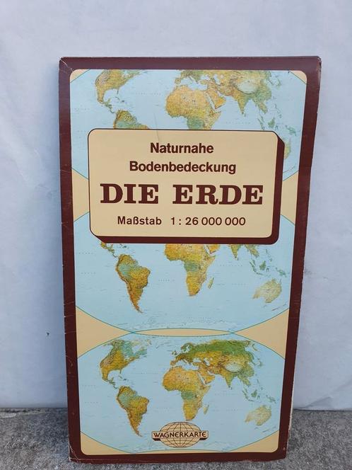 Wereldkaart WAGNERKARTE  1: 26 000.000 Natuur Bodembedekking, Boeken, Atlassen en Landkaarten, Zo goed als nieuw, Ophalen of Verzenden