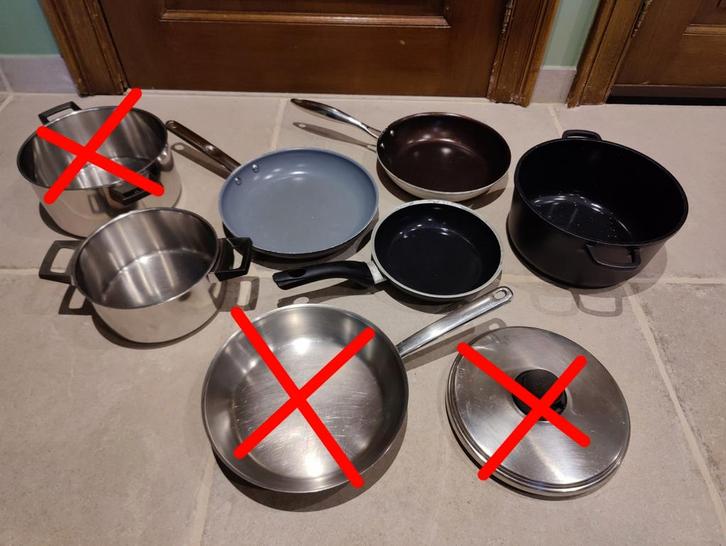 Kookpotten- en pannen AFZONDERLIJK TE KOOP, Huis en Inrichting, Keuken | Potten en Pannen, Gebruikt, Pannenset, Ophalen