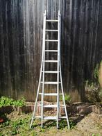 2-delige aluminium ladder, Doe-het-zelf en Bouw, Ladders en Trappen, Ladder, Gebruikt, 4 meter of meer, Ophalen