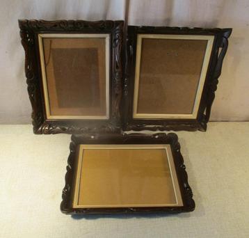 3 Antieke houten Artdeco Fotolijsten - 30x25 beschikbaar voor biedingen