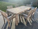Teakhout tuintafel en stoelen, Jardin & Terrasse, Tables de jardin, Enlèvement, Utilisé, Rectangulaire, Bois de teck