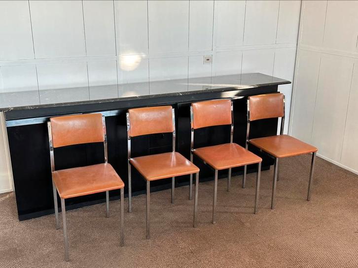 Eetkamerstoelen | Chroom buisframe | set van 4, Antiek en Kunst, Antiek | Meubels | Stoelen en Sofa's, Ophalen