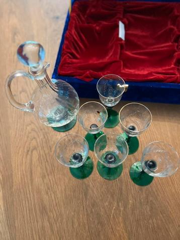 Kristallen wijnglazen + karaf + opbergkoffer beschikbaar voor biedingen