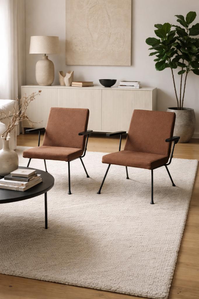 Vintage fauteuils Gispen door Martin Visser, Maison & Meubles, Fauteuils, Utilisé, Métal, Tissus, 50 à 75 cm, Moins de 75 cm, Enlèvement