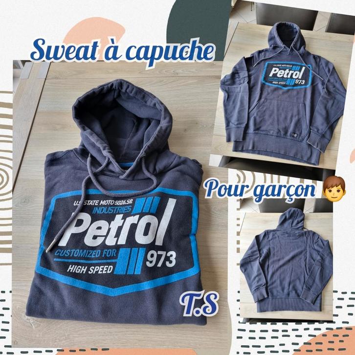 Sweat ML à capuche pour garçon -bleu-Petrol-T.S, Kinderen en Baby's, Overige Kinderen en Baby's, Gebruikt, Ophalen of Verzenden