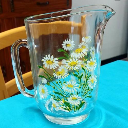 Vintage karaf in glas met bloemen, Antiek en Kunst, Antiek | Glaswerk en Kristal, Ophalen of Verzenden
