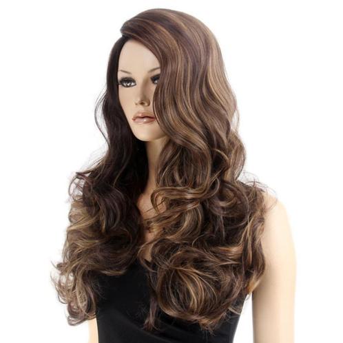Luxe pruik lang krullend haar zonder pony model Tatum, Handtassen en Accessoires, Uiterlijk | Haarverzorging, Nieuw, Pruik of Haarverlenging