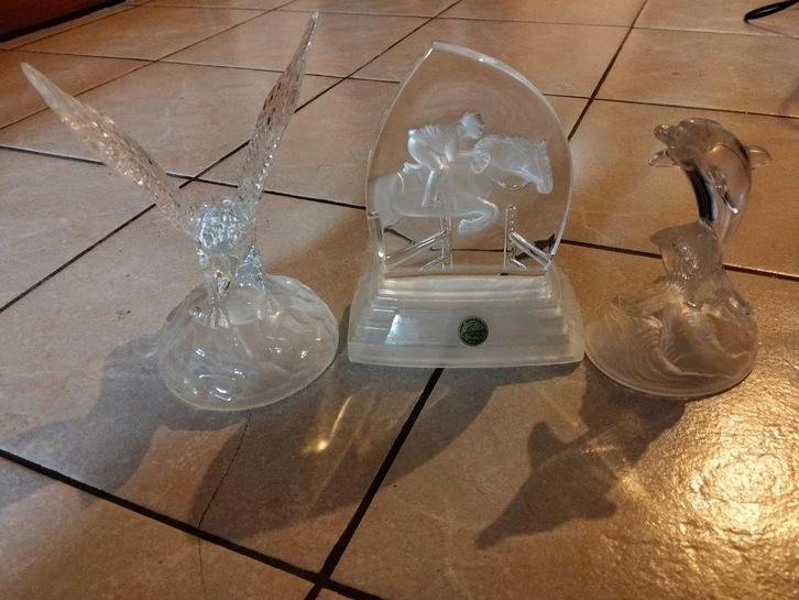 ensemble de trois figurines en cristal, Collections, Statues & Figurines, Comme neuf, Enlèvement