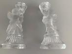 Zeldzame ongebruikte Cherub glazen kandelaars / matglazen en, Antiek en Kunst, Ophalen of Verzenden, Glas
