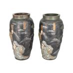 Ensemble de Deux Vases Polychromes en Céramique Japon, Enlèvement ou Envoi