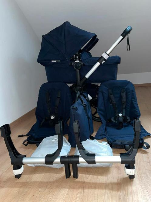 Bugaboo donkey 2 Navy Blue Twin Duo kinderwagen, Kinderen en Baby's, Kinderwagens en Combinaties, Zo goed als nieuw, Kinderwagen