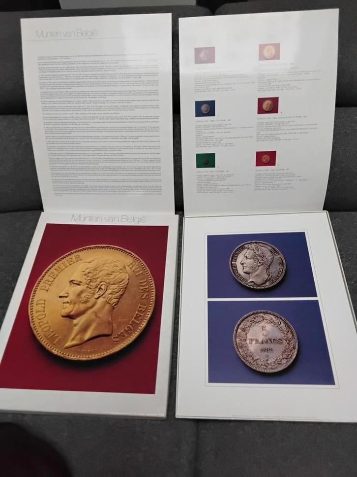 Reeks van 32 grote kaarten in map “Munten van België” Arteco, Verzamelen, Foto's en Prenten, Foto, Ophalen of Verzenden