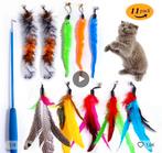 Jouets pour chats Manche télescopique avec. 11 plumes, Animaux & Accessoires, Comme neuf, Enlèvement ou Envoi