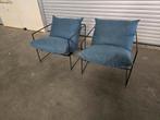 2x fauteuil Amber blauwe stof €300 / 2stuks, Enlèvement, Comme neuf, Tissus