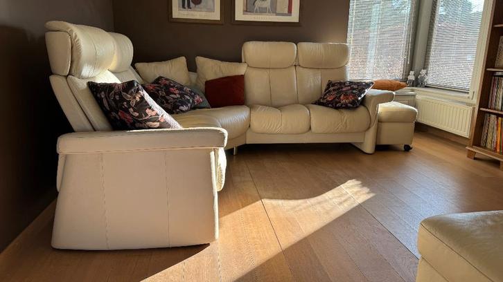 Mooi lederen Stressless hoeksalon, Maison & Meubles, Canapés | Repose-pieds & Poufs, Comme neuf, 125 cm ou plus, 125 cm ou plus