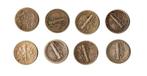 Lot de 8 pièces de monnaie  / USA / One Dime / Argent .900, Envoi, Amérique du Nord, Monnaie en vrac, Argent