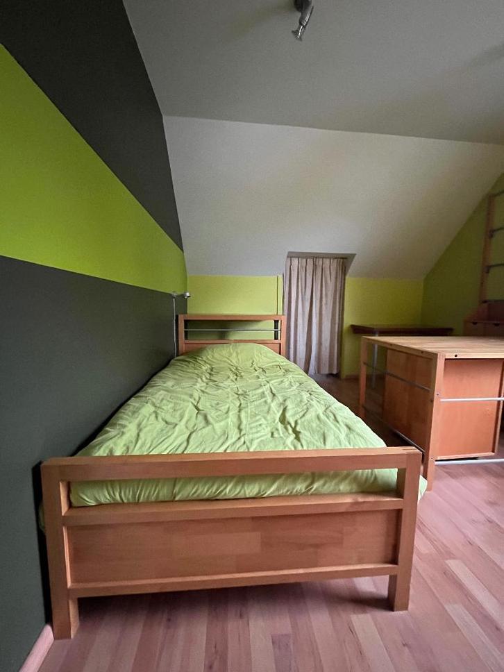 Jeugdkamer in beuk en beuk laminaat., Huis en Inrichting, Slaapkamer | Complete slaapkamers, Gebruikt, Eenpersoons, Ophalen