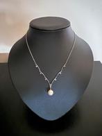 Fijne halsketting met parel, Avec pendentif, Comme neuf, Enlèvement, Argent
