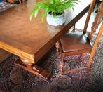 Massieve uitschuifbare eettafel 6 stoelen - parketblad, Antiek en Kunst, Ophalen