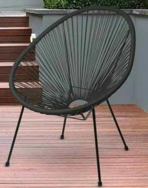 Draadstoel loungestoel zwart, Tuin en Terras, Tuinstoelen, Zo goed als nieuw, Ophalen of Verzenden