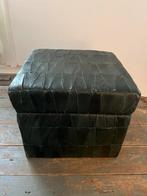 VINTAGE RETRO POEF VOETENBANK DONKERGROEN OPBERGEN, Minder dan 50 cm, Vintage, Minder dan 50 cm, Ophalen of Verzenden