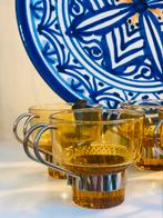 Vintage espresso tasjes amberkleurig glas, Huis en Inrichting, Keuken | Servies, Ophalen of Verzenden, Glas