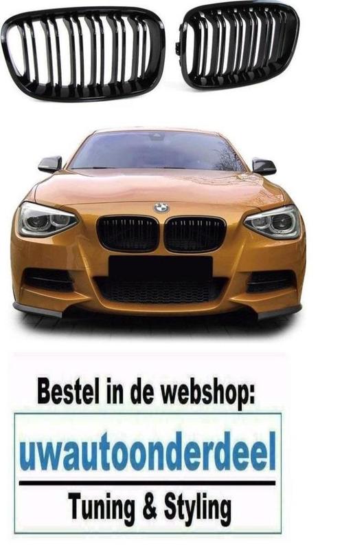 Grill Nieren Dubbele Spijl Zwart Voor Bmw 1 Serie F20 F21, Auto diversen, Tuning en Styling, Verzenden