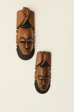 Set van twee authentieke houten maskers, Antiek en Kunst, Ophalen of Verzenden