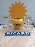 Ricard glazen met zonnestralen 6 st en waterkan 1 liter, Ophalen of Verzenden, Nieuw, Waterglas