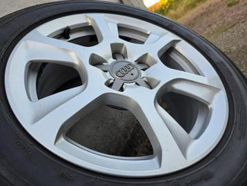 4 zeer goede banden+velgen: 16'' inch 5x112 ET 45 AUDI A4 beschikbaar voor biedingen