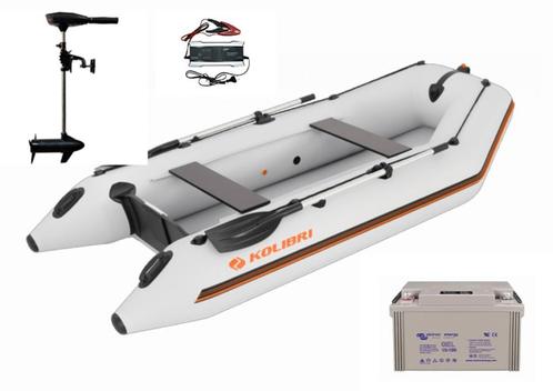 Complete set: rubberboot + e-motor + batterij, Watersport en Boten, Rubberboten, Zo goed als nieuw, Overige merken, Airdeck, Minder dan 70 pk